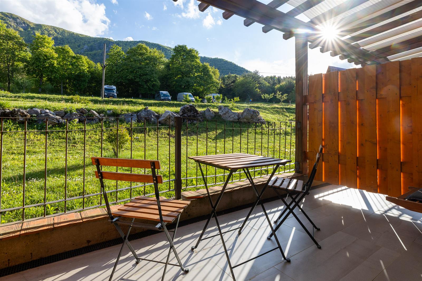 Private balcony with meadow view